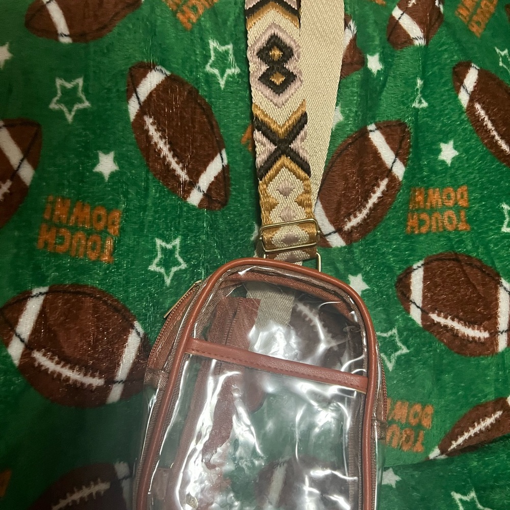 Clear Crossbody Bag with Patterned Strap
